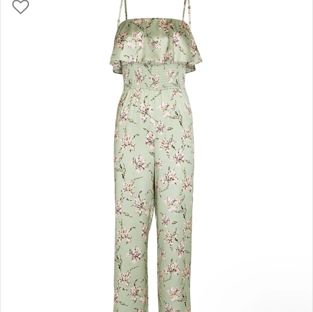 Silk Floral Dressy Jumpsuit Small Intermix Sage Green